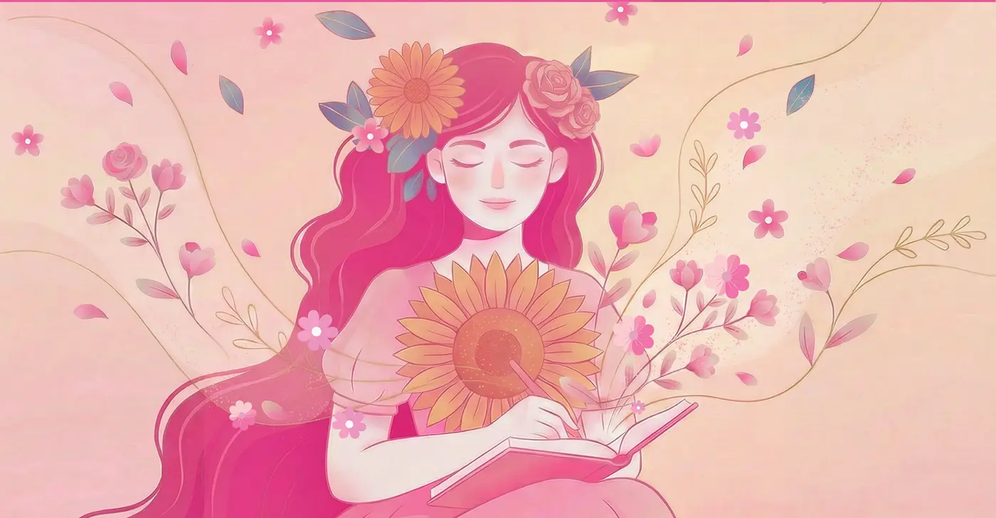 Guardianas del Futuro: ilustración de mujer con flores