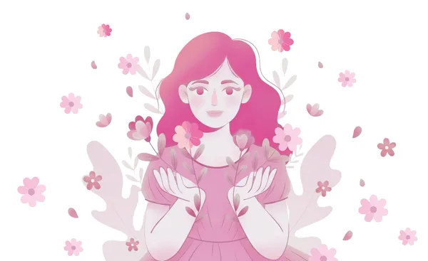 Ilustración de mujer con flores representando las guardianas